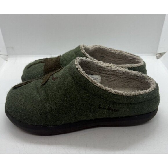 L.L.Bean Daybreak Scuff Slippers Clogs Women's Sz 6 Medium Green Moose Applique - Picture 3 of 9